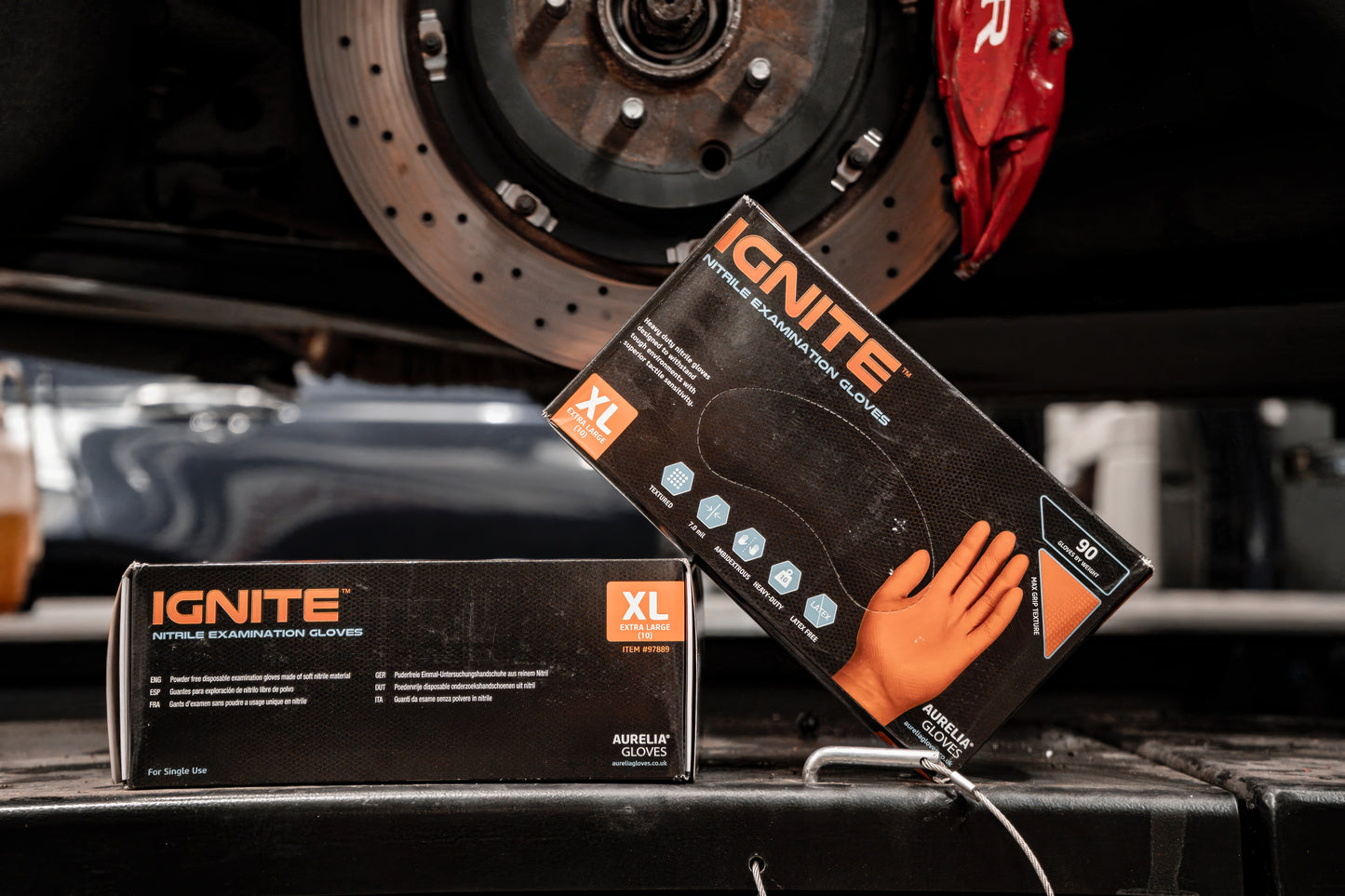 IGNITE STRONG ORANGE NITRILE, POWDER FREE, DISPOSABLE, EXTRA STRONG - BOX OF 100 (Large)